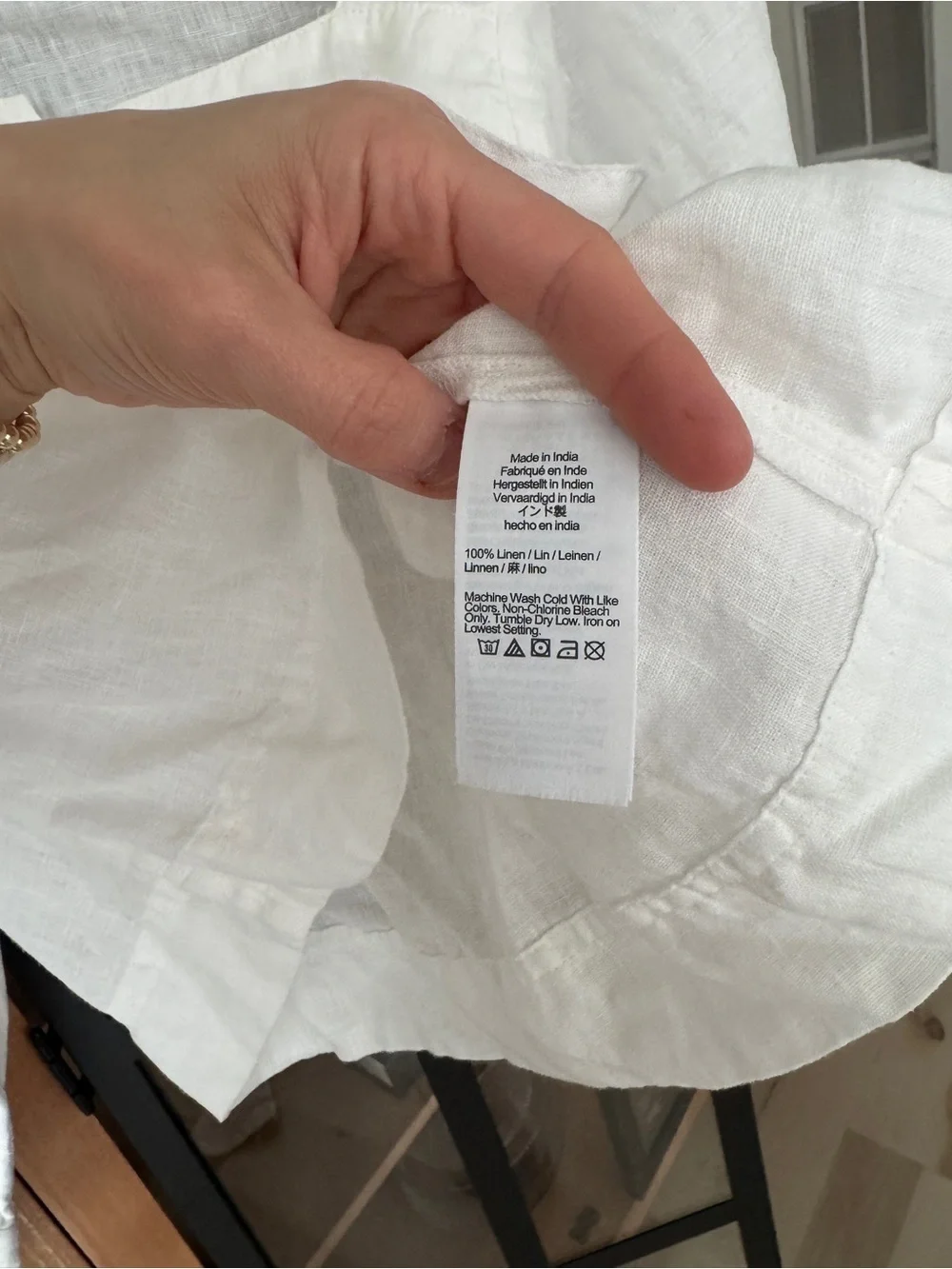 J. Crew linen top Squareneck button-up blouse puff long sleeve neutral